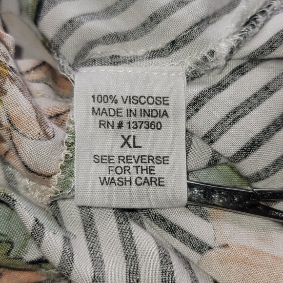 Sleeveless Floral & Stripe Button Down Blouse Collared Tunic XL By Live 4 Truth - Picture 5 of 12